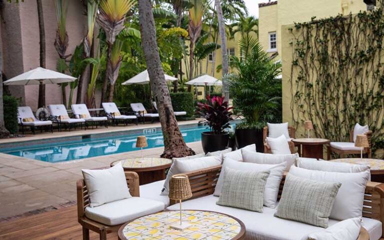 poolside bar with trees and vines at the brazilian court hotel palm beach