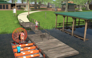 rendered environment with virtual avatars in airboat park within virtual reality metaverse boggy creek adventures kissimmee