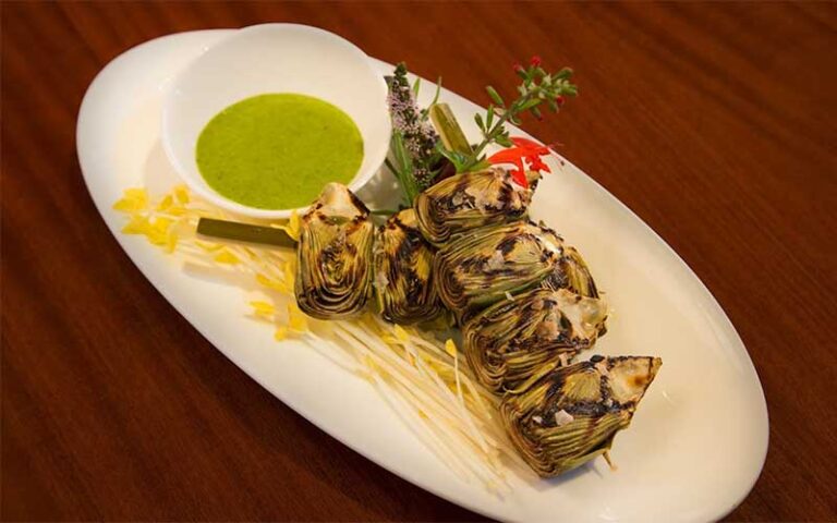 roasted artichoke hearts with pesto at hmf the breakers palm beach