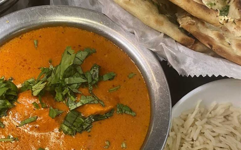 soup entree with naan and rice at new punjab indian restaurant orlando