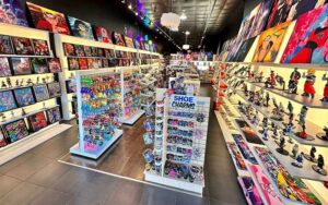 store with shelves full of art and novelties at anime world orlando