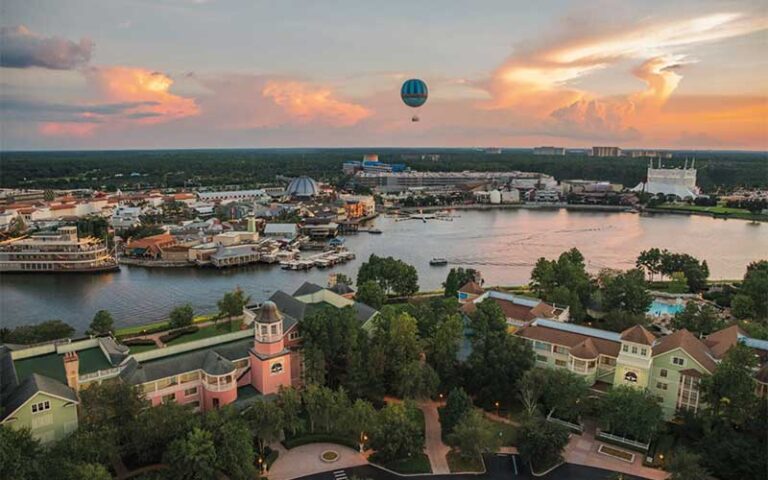 aerial view daytime of park area with balloon at disney springs walt disney world resort orlando