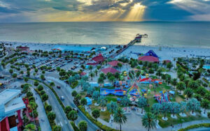 aerial view of park with ferris wheel event at pier 60 park clearwater beach