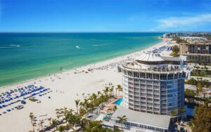 aerial view of resort with ocean at bellwether beach resort st pete beach