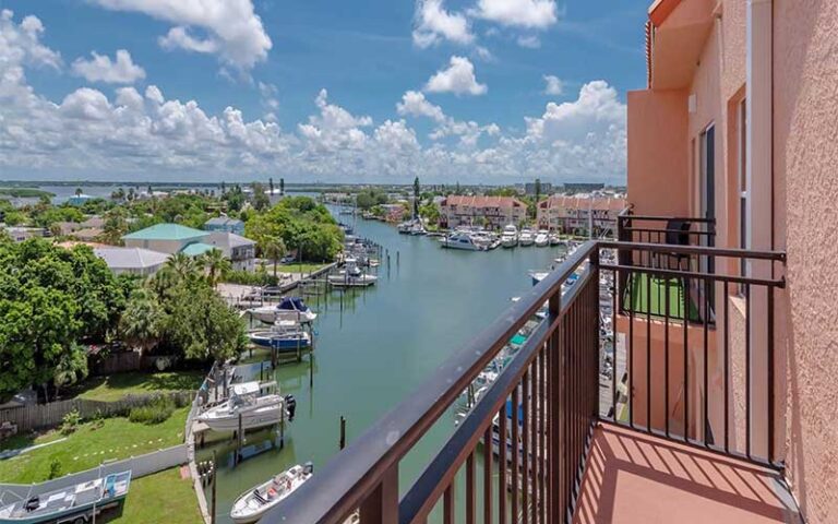 balcony view of bay and marina at madeira bay resort st pete