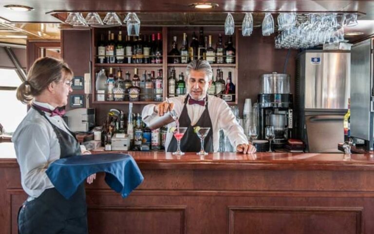 bartender and server on ship at starlite sapphire dining yacht cruise st pete beach