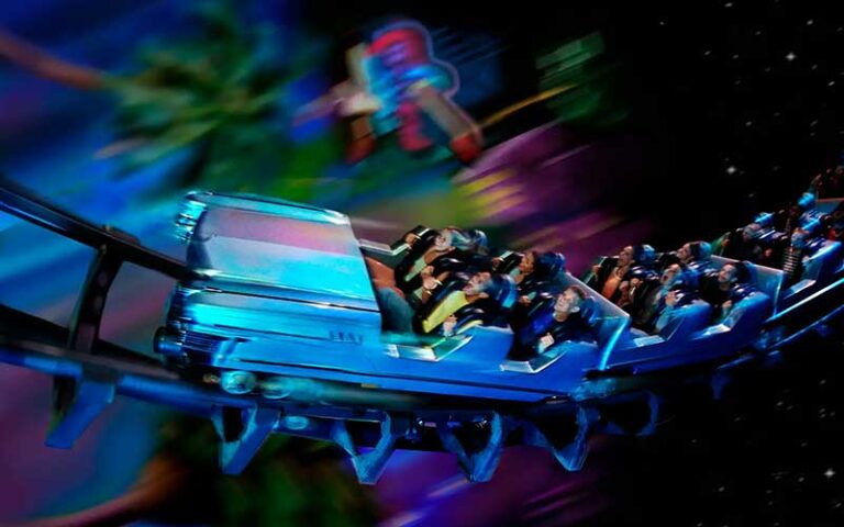 coaster zipping through dark ride rock n roller coaster starring aerosmith at hollywood studios walt disney world resort orlando