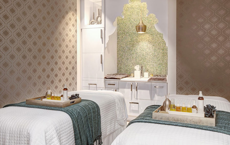 couples massage beds room with upscale interior decor and products at poseidon spa casa monica resort st augustine