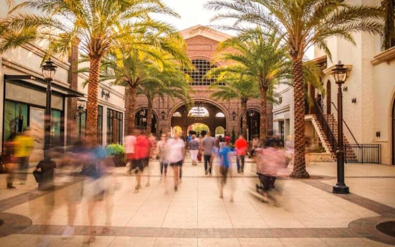 crowded outdoor mall pavilion at disney springs walt disney world resort orlando