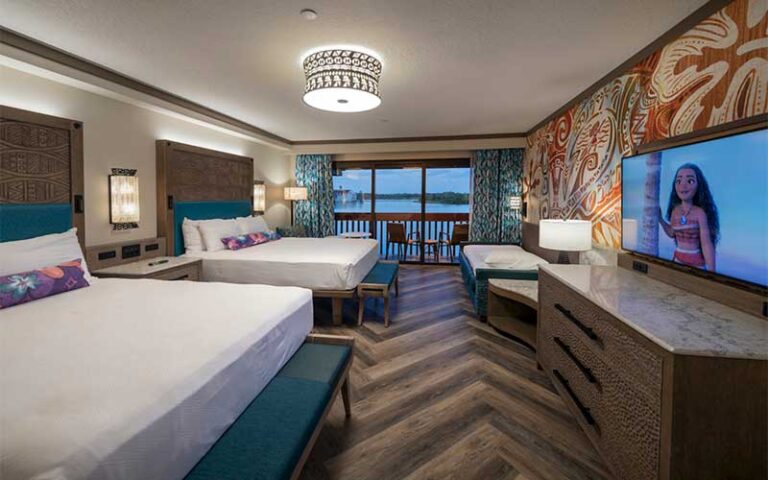double bed suite with water view balcony at disneys polynesian village resort walt disney world orlando