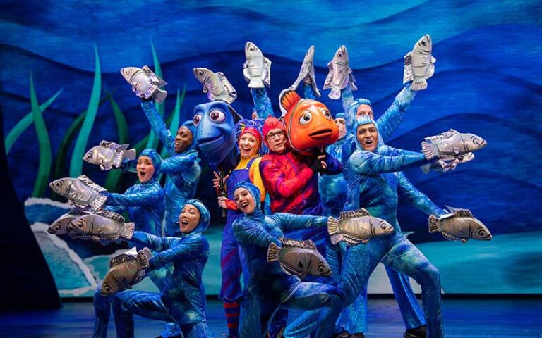 fish characters on stage at finding nemo big blue beyond at animal kingdom walt disney world resort orlando