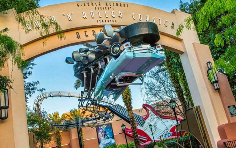 gateway outside ride with upside down coaster rock n roller coaster starring aerosmith at hollywood studios walt disney world resort orlando
