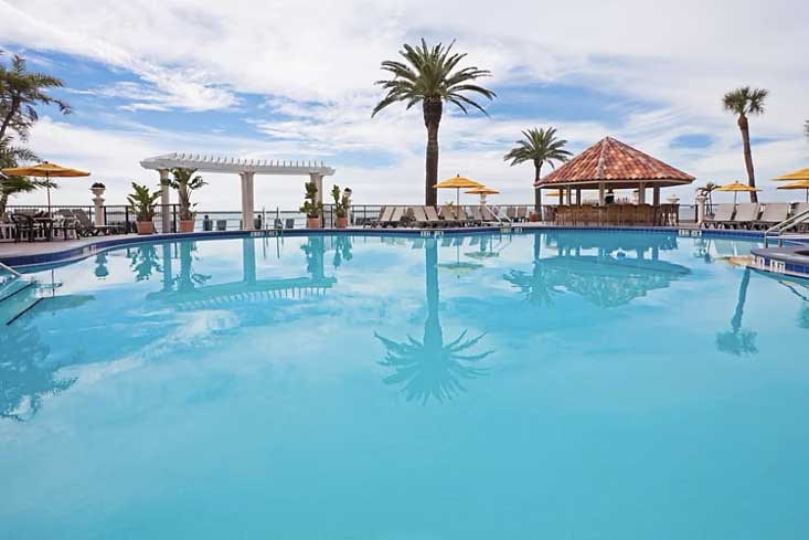 large pool with cabanas at holiday inn suites clearwater beach