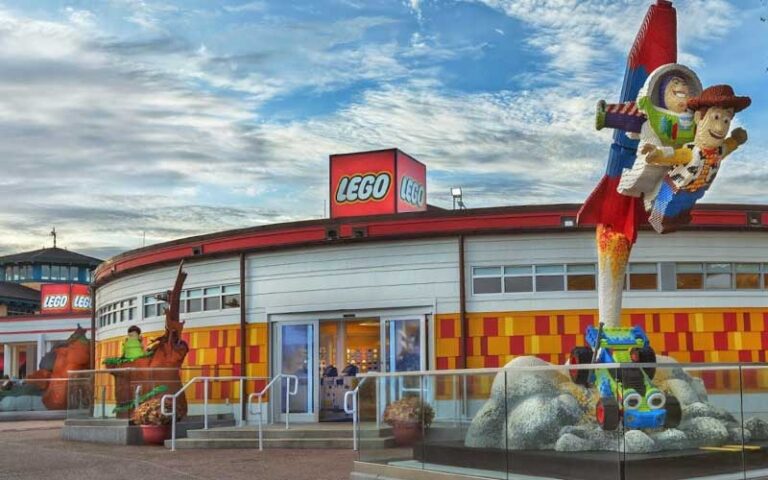 lego store exterior with toy story sculpture at disney springs walt disney world resort orlando