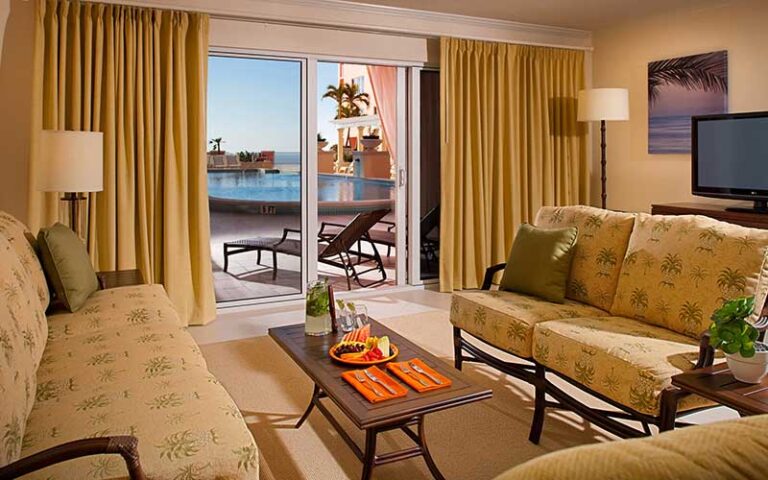 living room suite with pool view at hyatt regency clearwater beach resort and spa