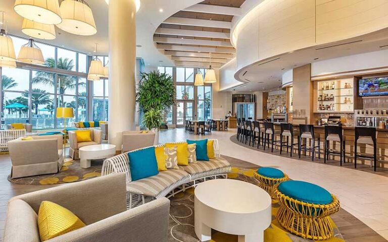 lobby atrium with seating at wyndham grand clearwater beach