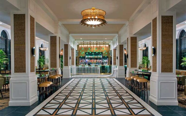 lobby with columns and chandeliers at the don cesar st pete beach