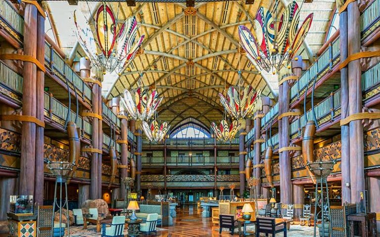 lobby with multi story atrium at disneys animal kingdom resort walt disney world orlando