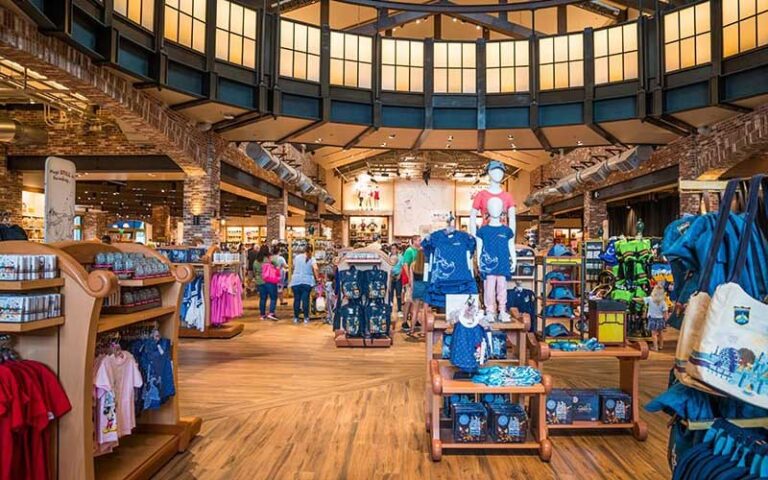 main floor of store interior with atrium ceiling at world of disney store disney springs orlando