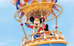 mickey mouse waving from float at festival of fantasy parade at magic kingdom walt disney world resort orlando