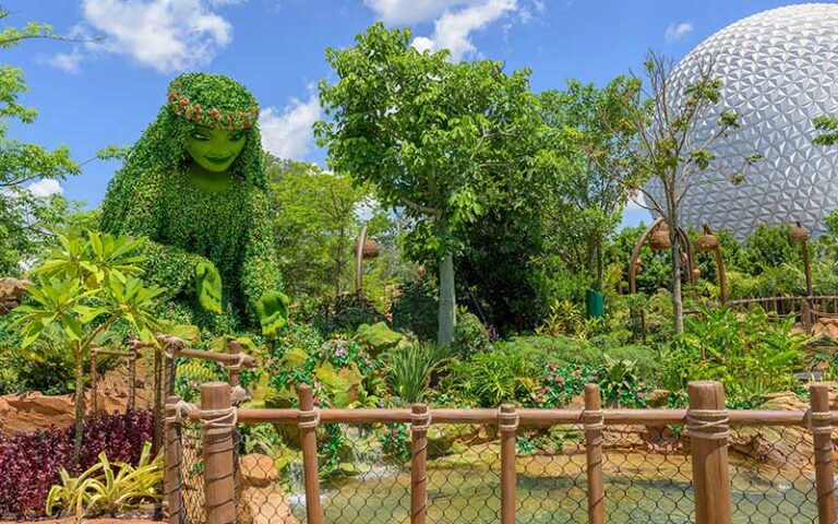 ne fiti statue garden in journey of water inspired by moana with spaceship earth at epcot walt disney world resort orlando