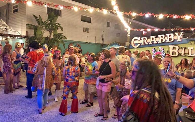 night party patio area with crowd at the original crabby bills indian rocks beach
