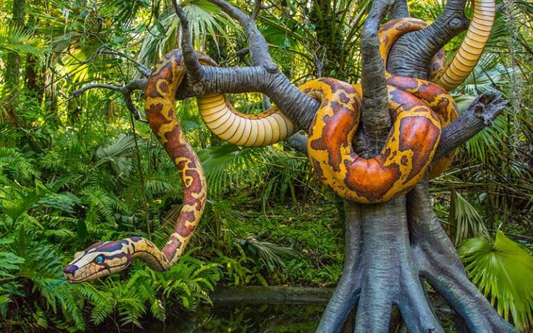 scary snake along tour at jungle cruise at magic kingdom walt disney world resort orlando