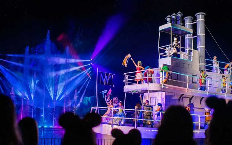 ship float with fountains show at fantasmic at hollywood studios walt disney world resort orlando