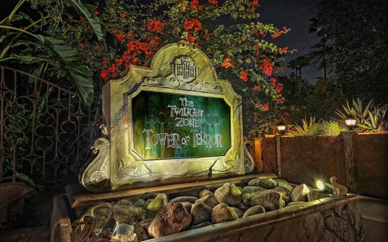 spooky sign for hotel changing twilight zone tower of terror at hollywood studios walt disney world resort orlando