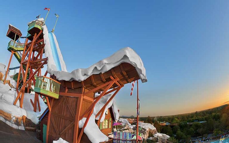 top of ski jump water slide on summit plummet at blizzard beach water park walt disney world resort orlando