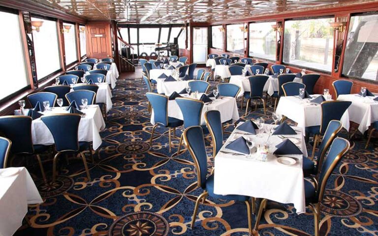 upper deck dining room with window views at starlite sapphire dining yacht cruise st pete beach