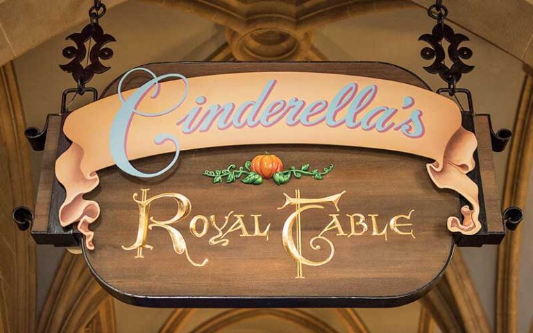 wooden entrance sign at cinderellas royal table at magic kingdom walt disney world resort orlando