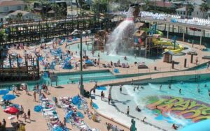 aerial view of water park with slides and wave pool at daytona lagoon daytona beach