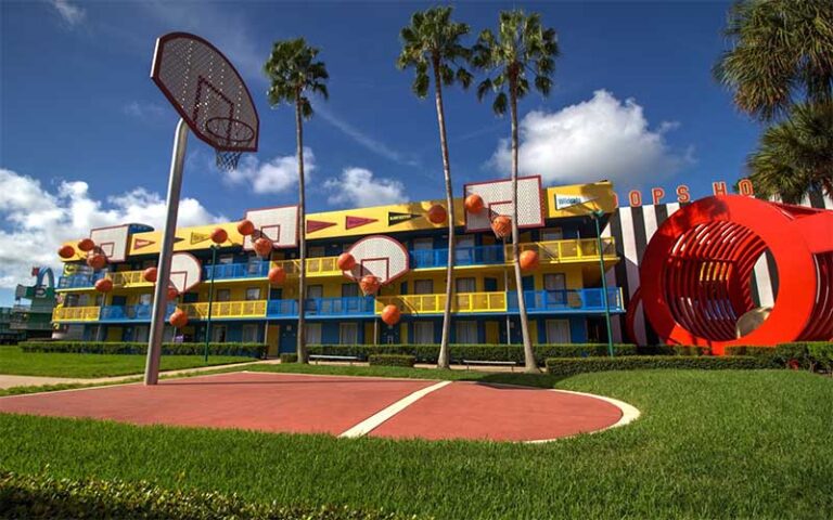 basketball court at themed building at all star sports resort walt disney world orlando