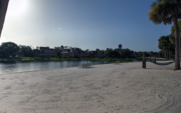 beach area with loungers at caribbean beach resort walt disney world orlando