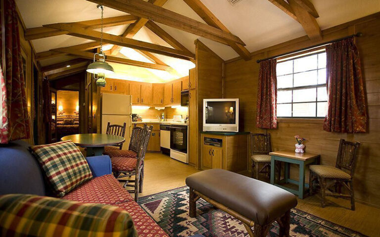 cabin interior with living room decor at cabins at fort wilderness resort walt disney world orlando