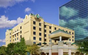 daytime exterior of hotel at embassy suites orlando downtown