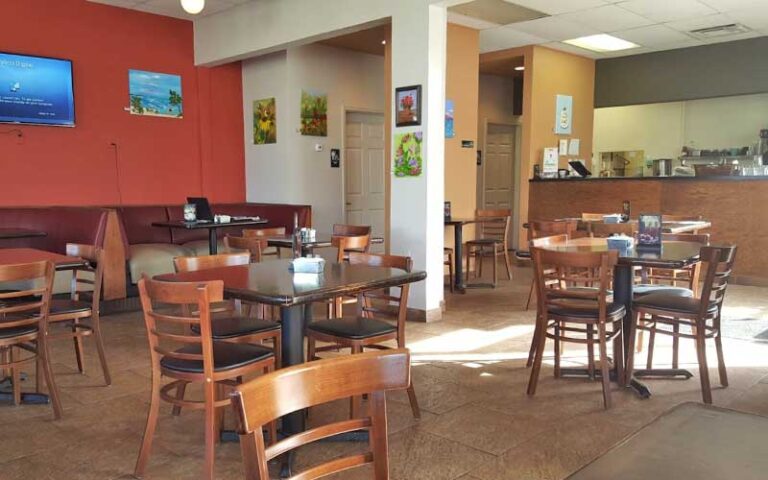 dining room interior of cafe at adams egg daytona beach