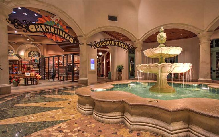 fountain courtyard with restaurant entrance at coronado springs resort walt disney world orlando