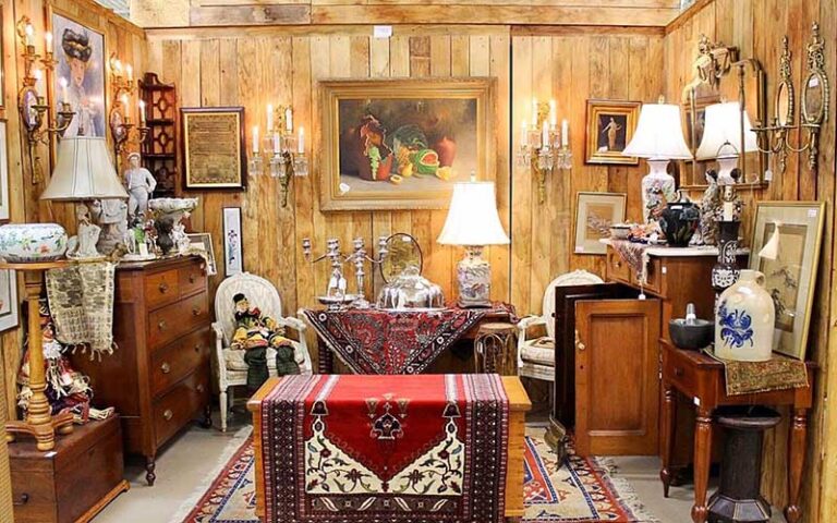 interior of vintage furniture room at lakeland antique mall