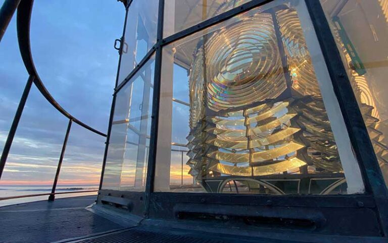 lantern chamber at top of lighthouse at pensacola lighthouse maritime museum