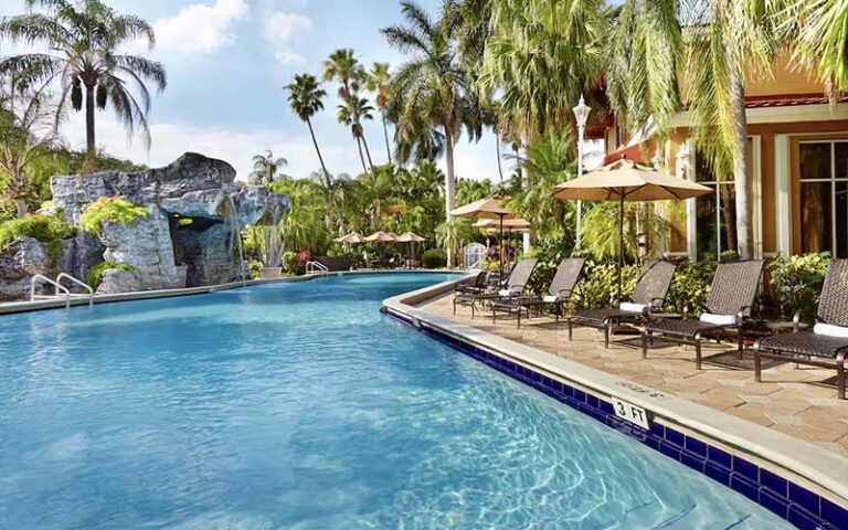 pool area with waterfall at embassy suites 17th street fort lauderdale
