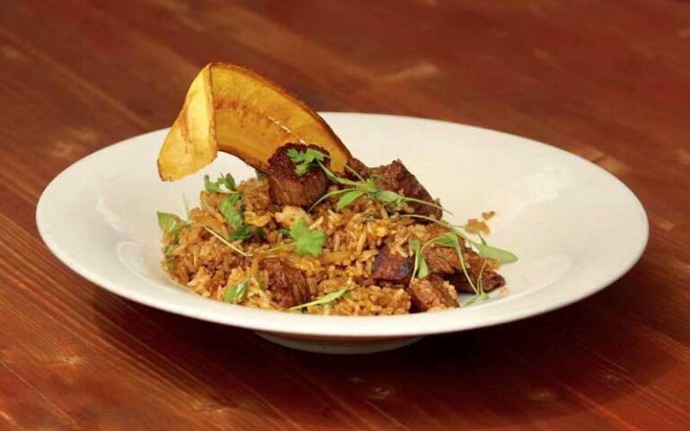 rice dish with plantain at nineteen61 lakeland