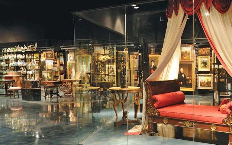 victorian exhibits with glass shelves at museum of arts sciences daytona beach