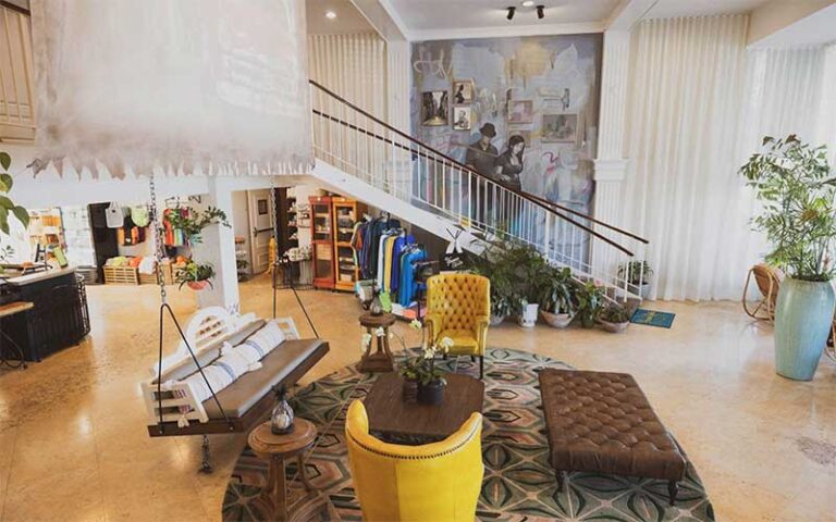 lobby with high ceiling and cuban decor at havana cabana key west