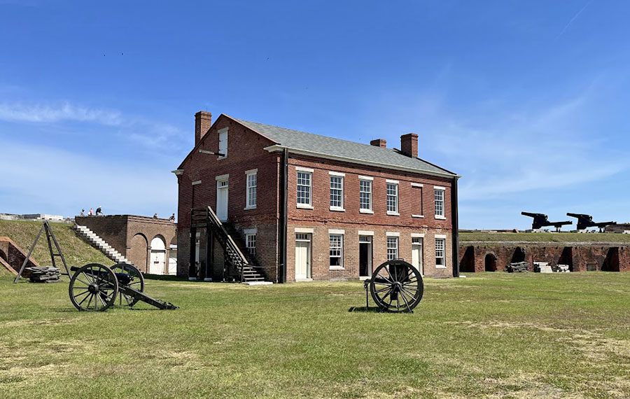 red brick fort building with cannons at fort clinch state park amelia island