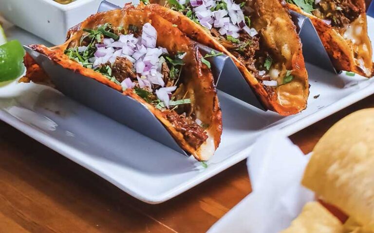 spicy tacos with red onion and beef at las carretas mexican restaurant gainesville