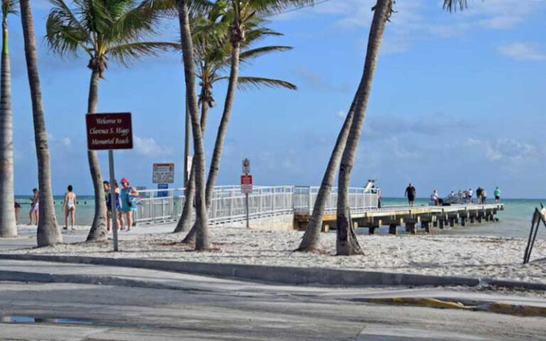 beach park with pier and beach goers at clarence s higgs memorial beach key west