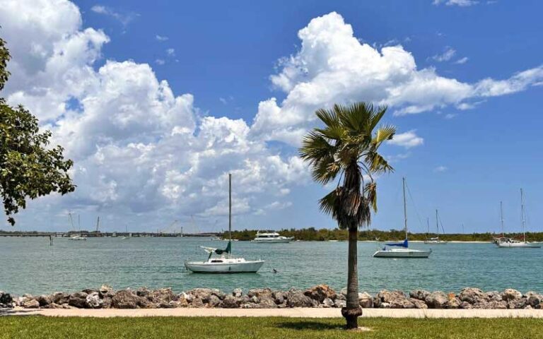 bay view with sailboats and jetty at south causeway park fort pierce