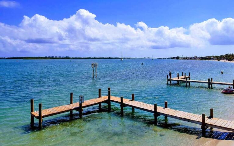 bay with piers and boats at south causeway park fort pierce